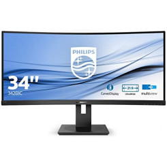 Philips P-line 346P1CRH - LED monitor - curved - 34" - 3440 x 1440 WQHD - VA - 500 cd/m - 3000:1 - 4 ms - HDMI, DisplayPort, USB-C - speakers - black texture